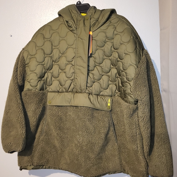 Nwt Womens  Size Small Bass Outdoor Quarter Zip Sherpa Jacket Coat In Military - Picture 3 of 7